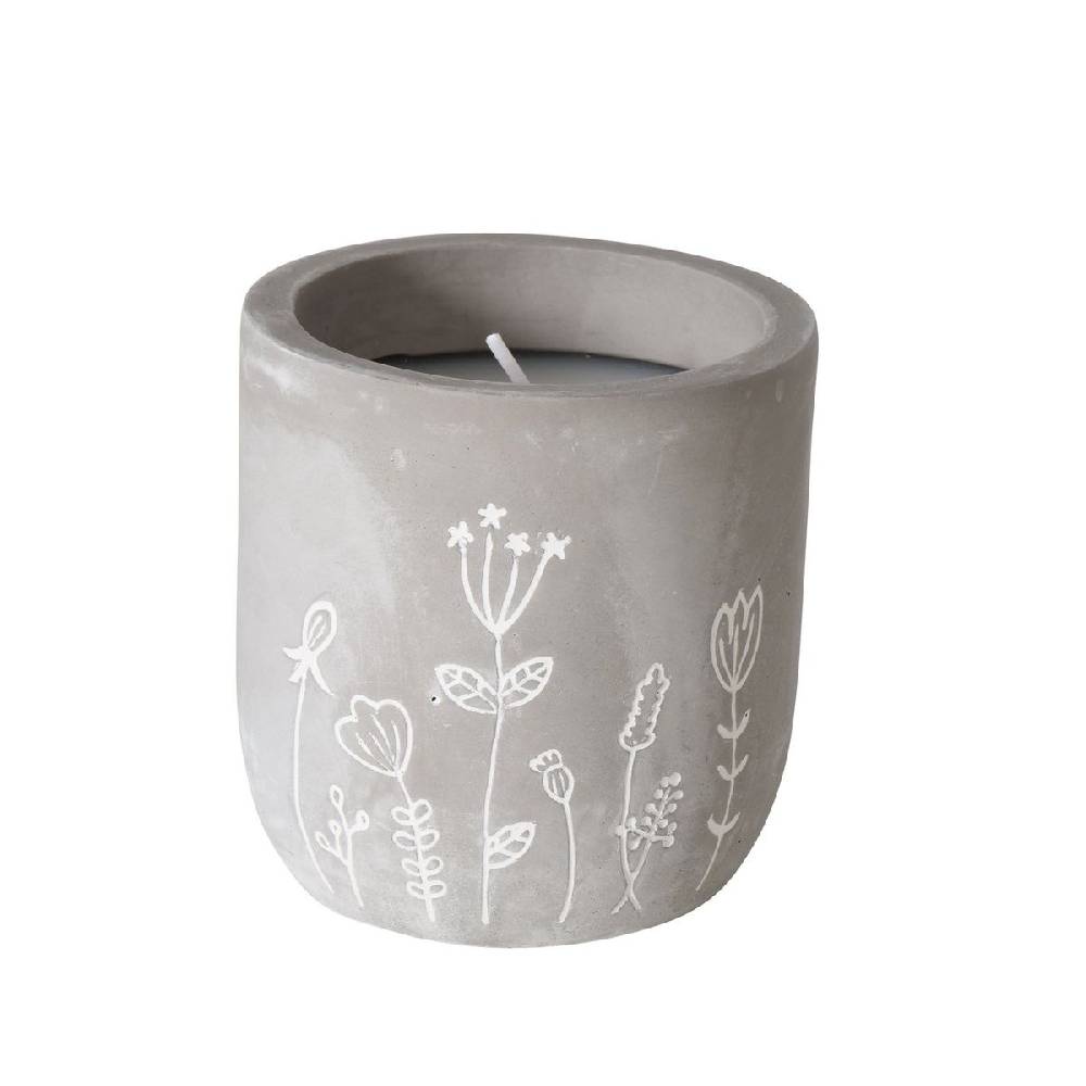 Schöner Leben Kerzentopf aus Beton mit floraler Gravur 8,5x8,5cm mit 12 Std Brenndauer, 1 Stk Riesige Rabatte