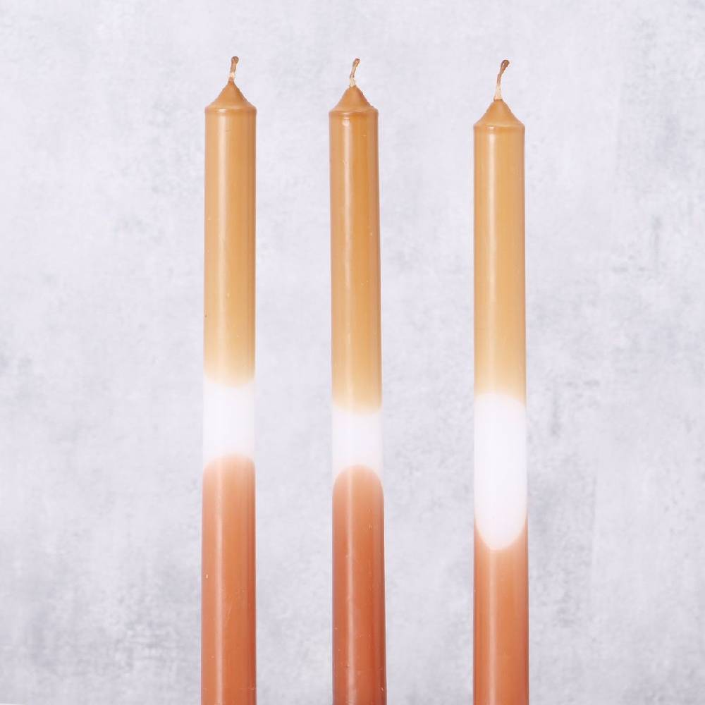 Schöner Leben Stabkerze Duo im 3er Set braun caramel 255x21mm mit 7 Std Brenndauer 50% Rabatt mit kostenlosem Versand
