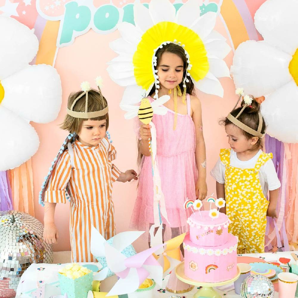 Schöner Leben 5 Stück Geburtstagskerzen Daisy Blumen und Regenbogen Clearance-Verkauf