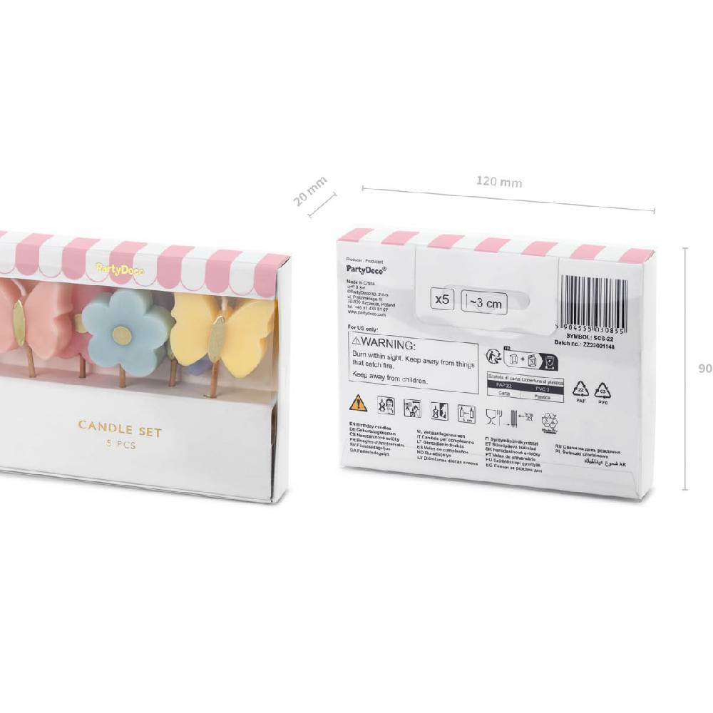 Schöner Leben 5 Stück Geburtstagskerzen Schmetterlinge und Blumen Farbmix 3,5cm Kostenloser Versand international