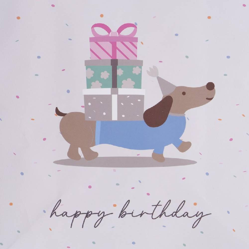 Schöner Leben Geschenktüte Happy Birthday Dackel Geschenke 20x10x25cm 50% Rabatt für begrenzte Zeit