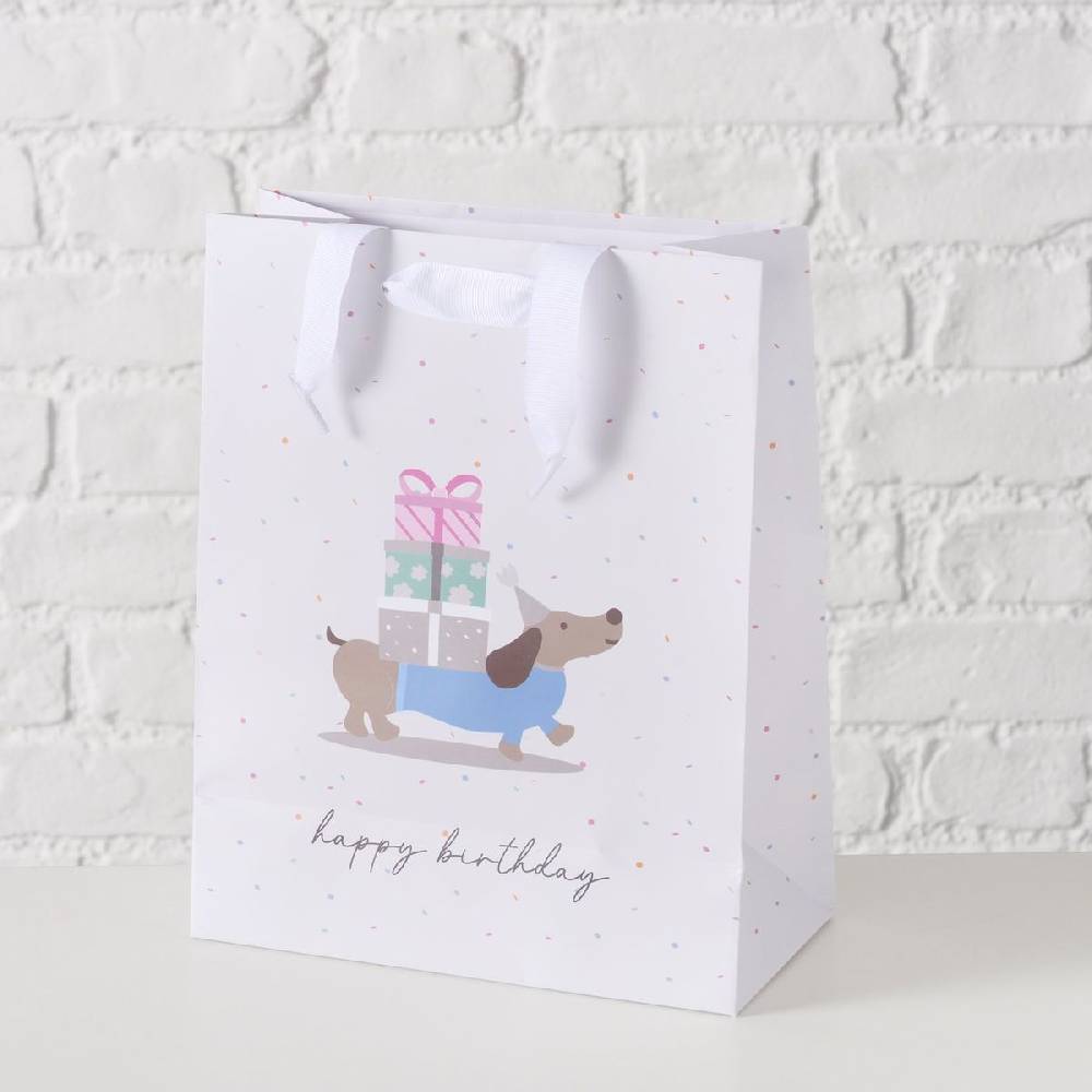 Schöner Leben Geschenktüte Happy Birthday Dackel Geschenke 20x10x25cm 50% Rabatt für begrenzte Zeit