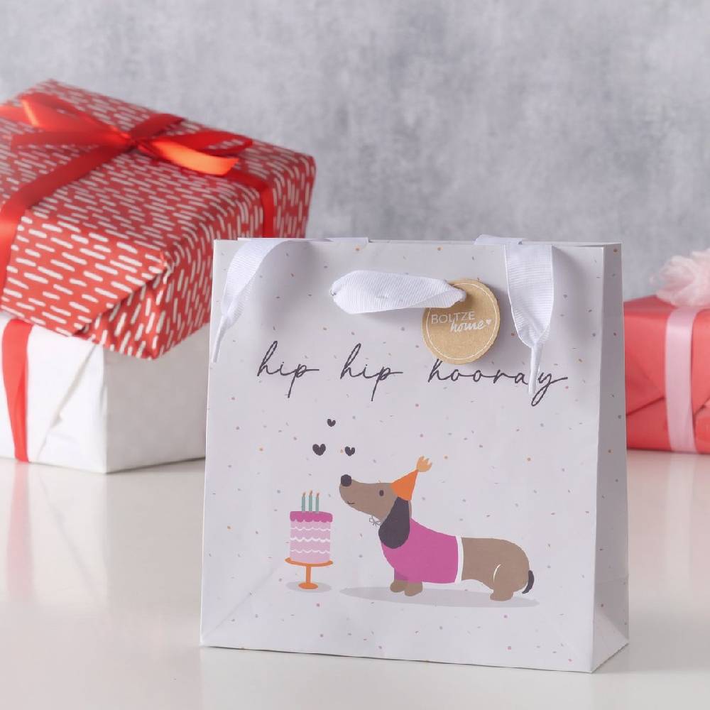 Schöner Leben Geschenktüte hip hip hooray Dackel Torte 17x6x17cm Rabatte dieses Monats