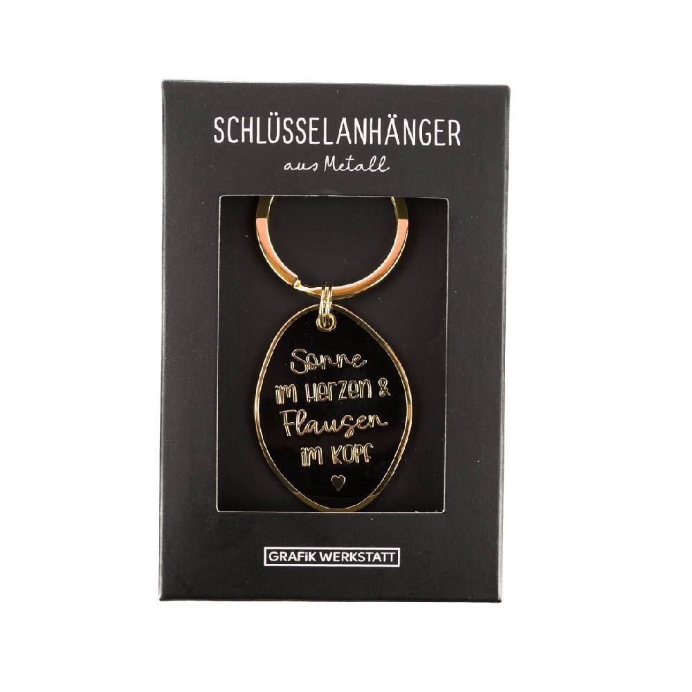 Schöner Leben Schlüsselanhänger Sonne im Herzen & Flausen im Kopf 85x40mm von Grafik Werkstatt Angebote