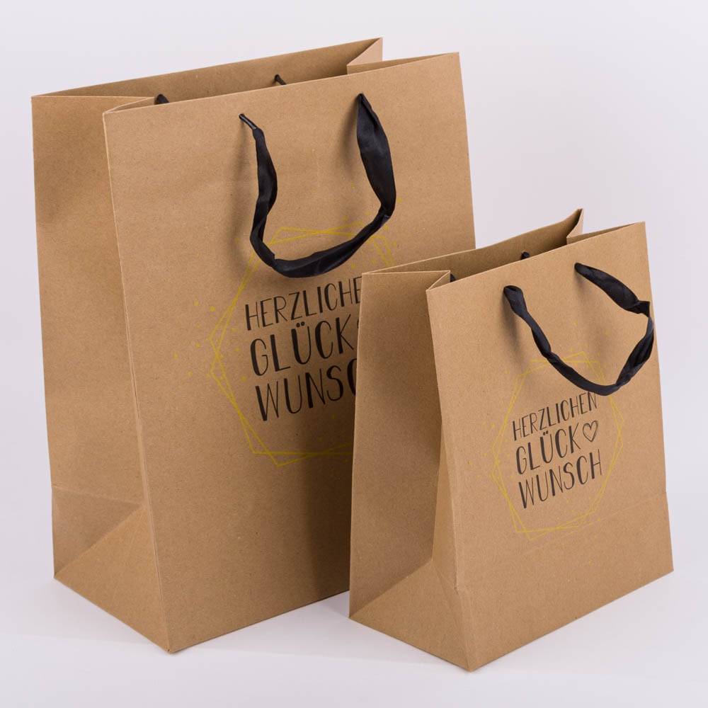 Schöner Leben Geschenktüte Kraftpapier Alles Gute oder Herzlichen Glückwunsch braun groß oder klein Kostenloser Versand