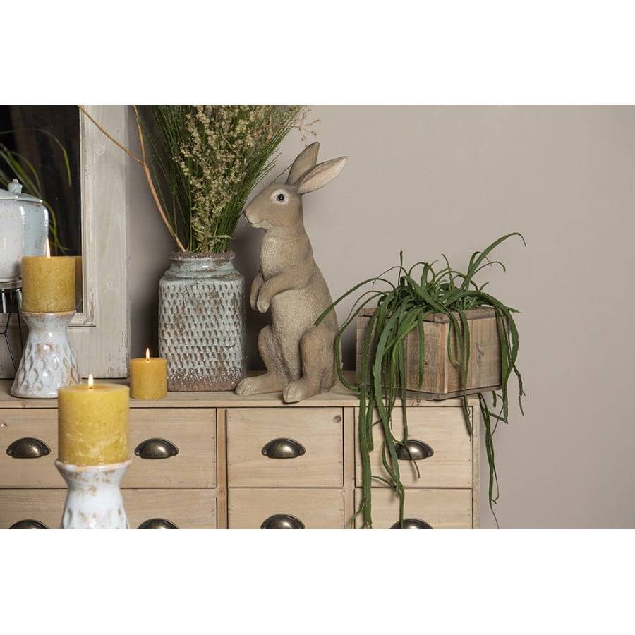 Schöner Leben Kerzenständer Keramik mit Reliefstruktur grau beige 14x16cm von Clayre & Eef Limitierter Zeitrabatt
