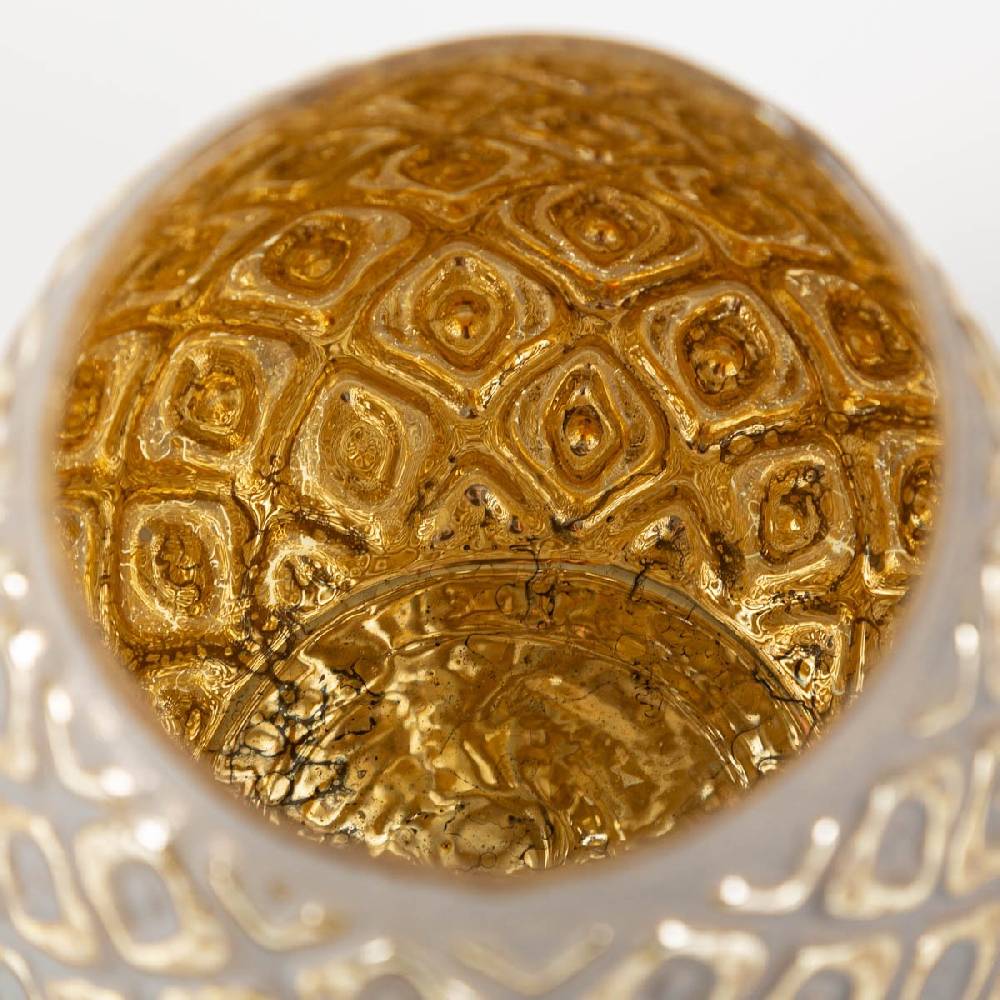 Schöner Leben Teelichthalter aus Glas mit Reliefstruktur grau gold 11x10cm von Clayre & Eef Fabrik Onlineshop