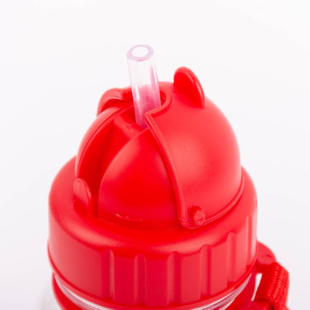 Schöner Leben Kinder Trinkflasche mit Trinkhalm London Bus transparent rot 500ml Versandkostenfrei