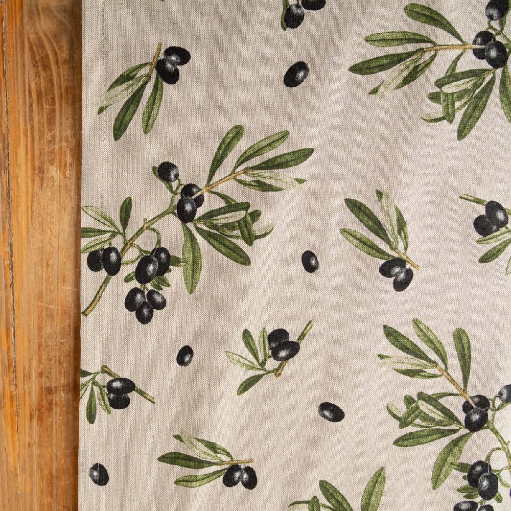 Schöner Leben Tischläufer Olivenzweige natur grün schwarz 40x160cm von SCHÖNER LEBEN Black Friday