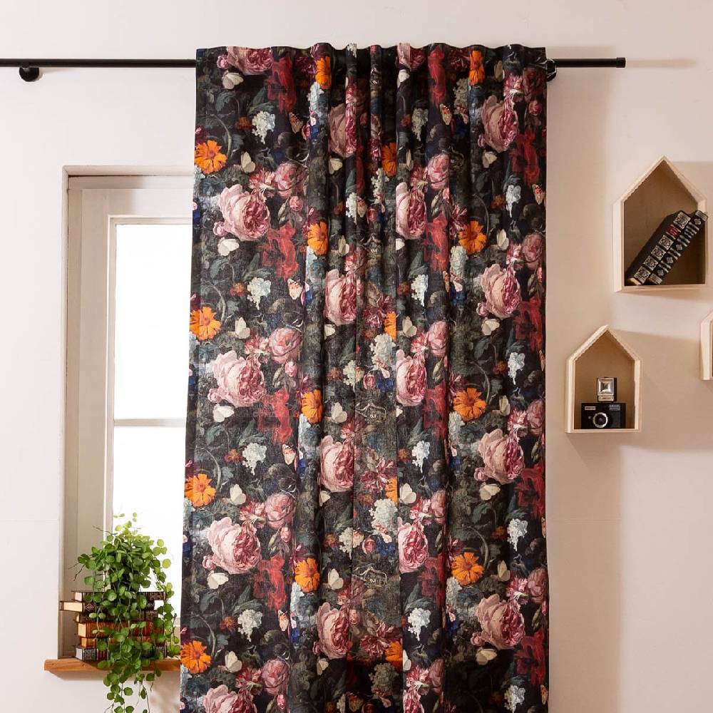 Schöner Leben Vorhang mit Smok-Schlaufenband Still Painting Blumen Schmetterling in 245cm oder Wunschlänge von SCHÖNER LEBEN