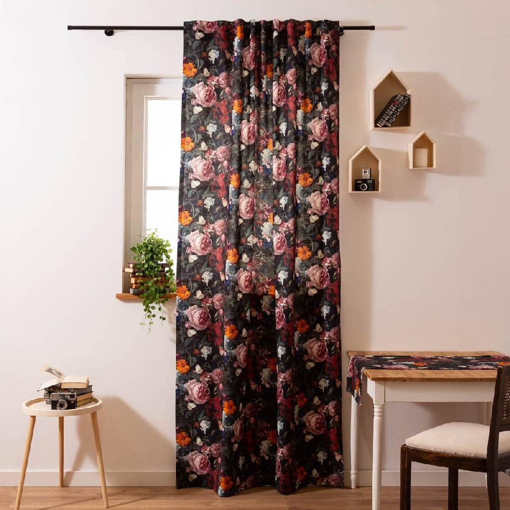 Schöner Leben Vorhang mit Smok-Schlaufenband Still Painting Blumen Schmetterling in 245cm oder Wunschlänge von SCHÖNER LEBEN Jubiläumsangebot