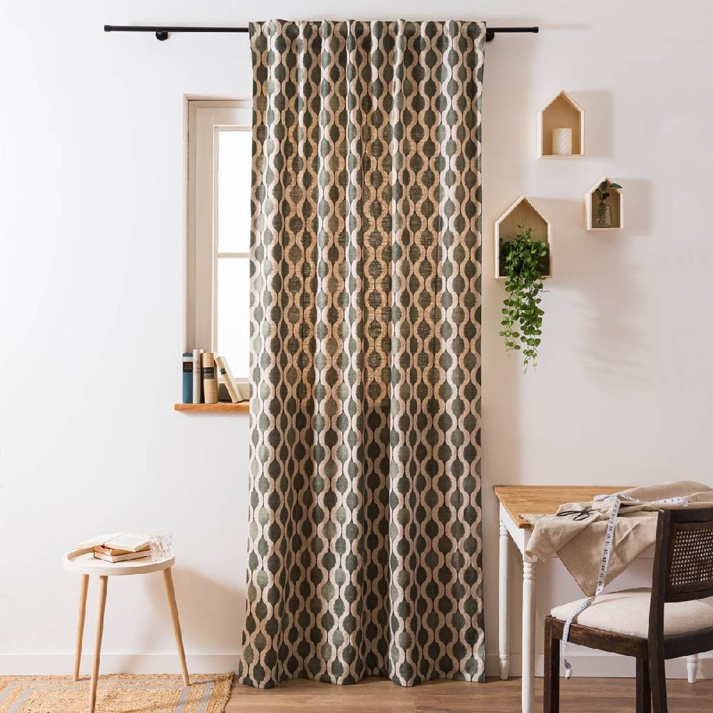 Schöner Leben Vorhang mit Smok-Schlaufenband Nisha aus Viskose und Leinen grün natur in 245cm oder Wunschlänge von SCHÖNER LEBEN Top Angebot