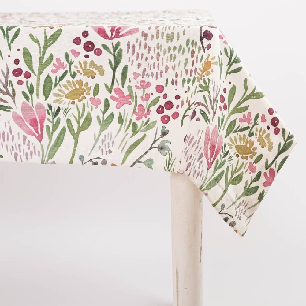 Schöner Leben Tischdecke Aquarell Blumen weiß rosa grün in versch. Größen von SCHÖNER LEBEN Tiefpreis