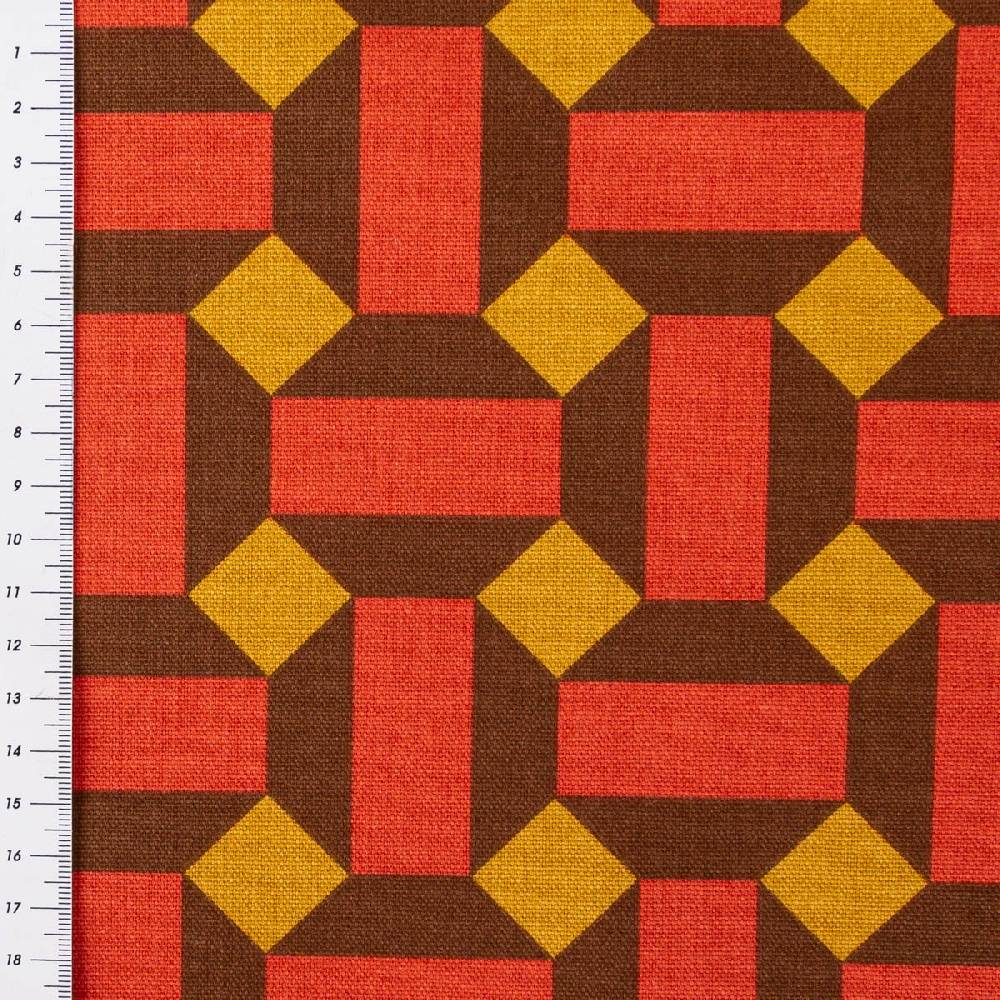 Schöner Leben Canvas Stoff Dekostoff Baumwolle Therese Retro Formen rot braun ocker 1,50m Breite Bis zu 60% Rabatt