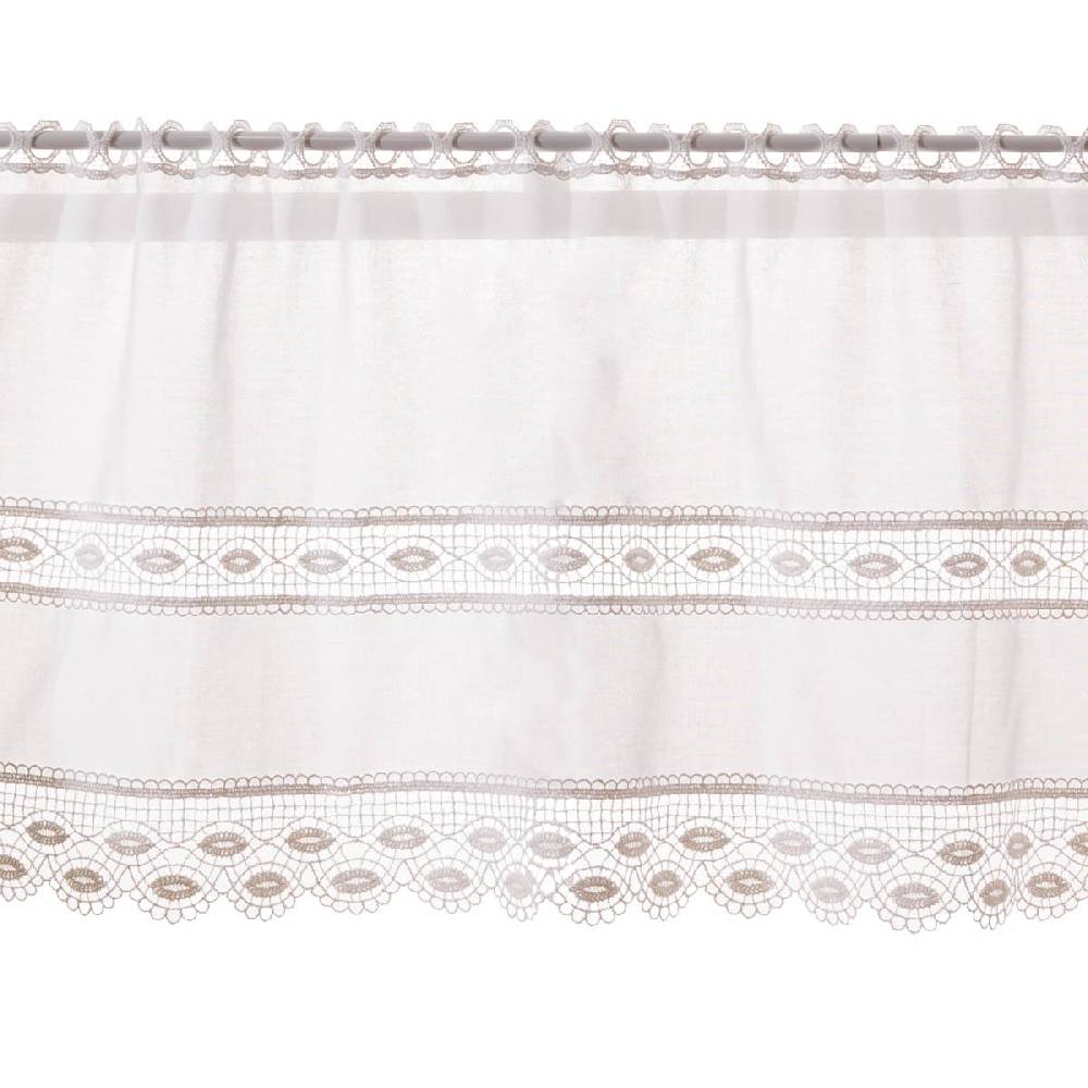 Schöner Leben Scheibengardinen Meterware Boho in Batistoptik mit Spitzenborte weiß 45cm Höhe Speichern exportieren
