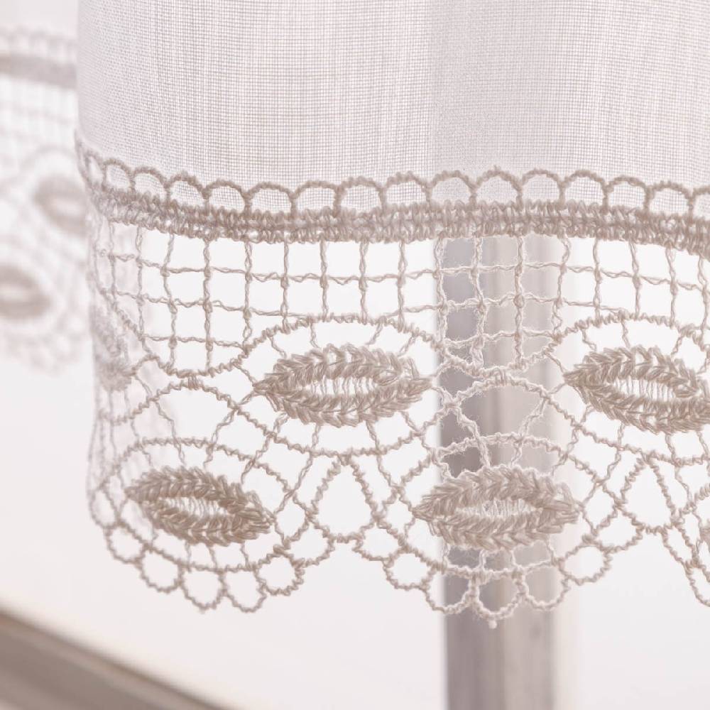 Schöner Leben Scheibengardinen Meterware Boho in Batistoptik mit Spitzenborte weiß 45cm Höhe Speichern exportieren