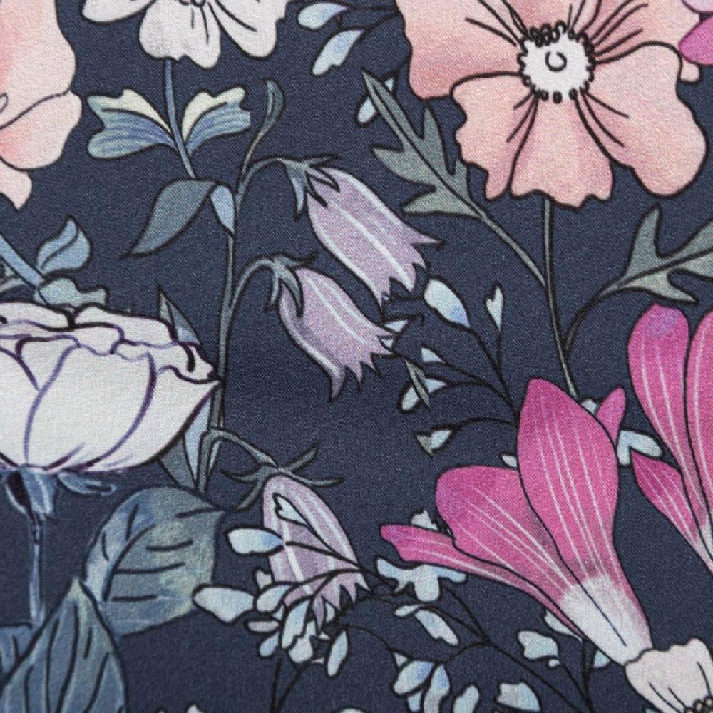 Schöner Leben Softshell Stoff mit Fleece-Rückseite Digital Flowers navy rosa 148cm Breite Im Verkauf