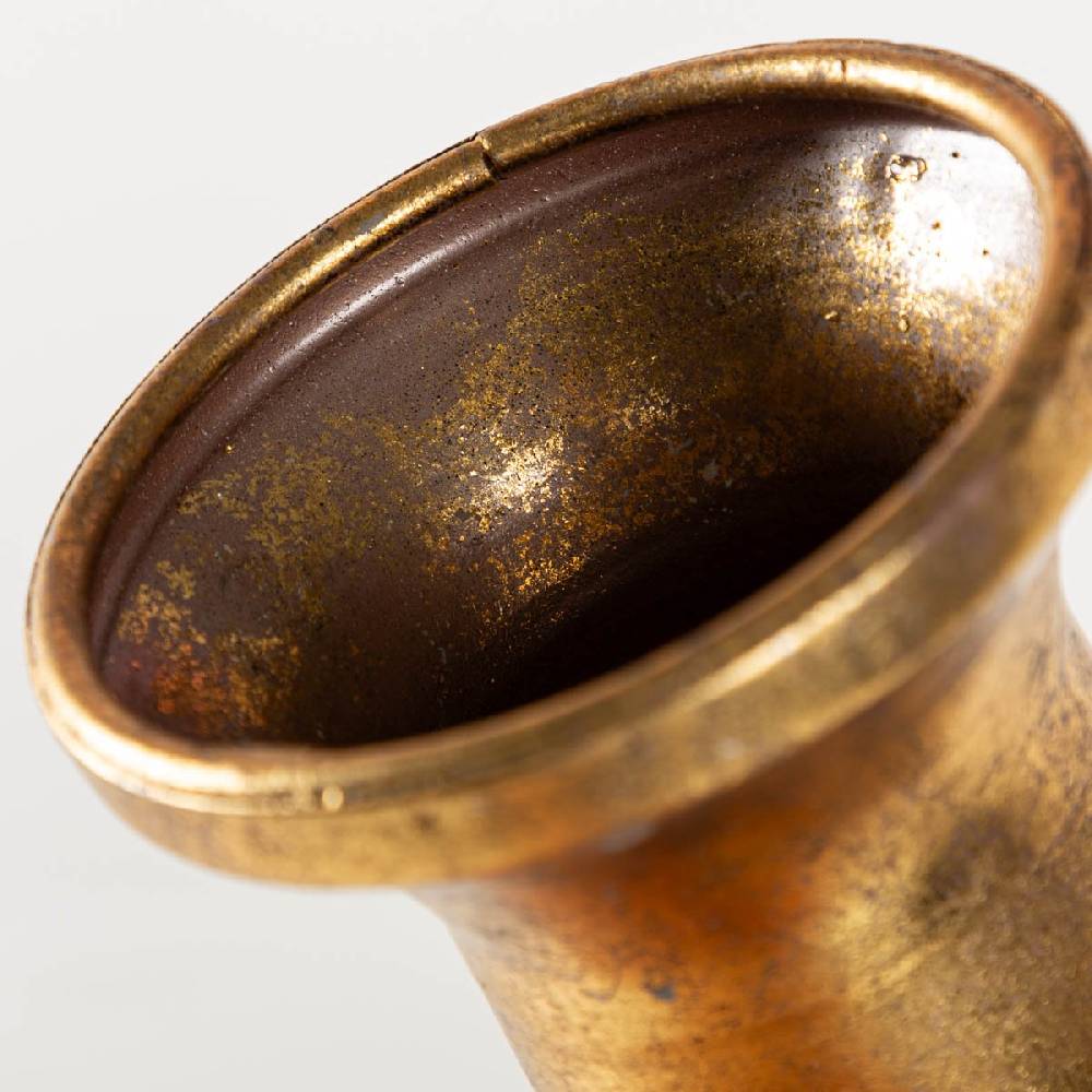 Schöner Leben Vase Flasche aus Metall Reliefstruktur Gold von Countryfield 14x14x66,5cm Fabrik Onlineshop