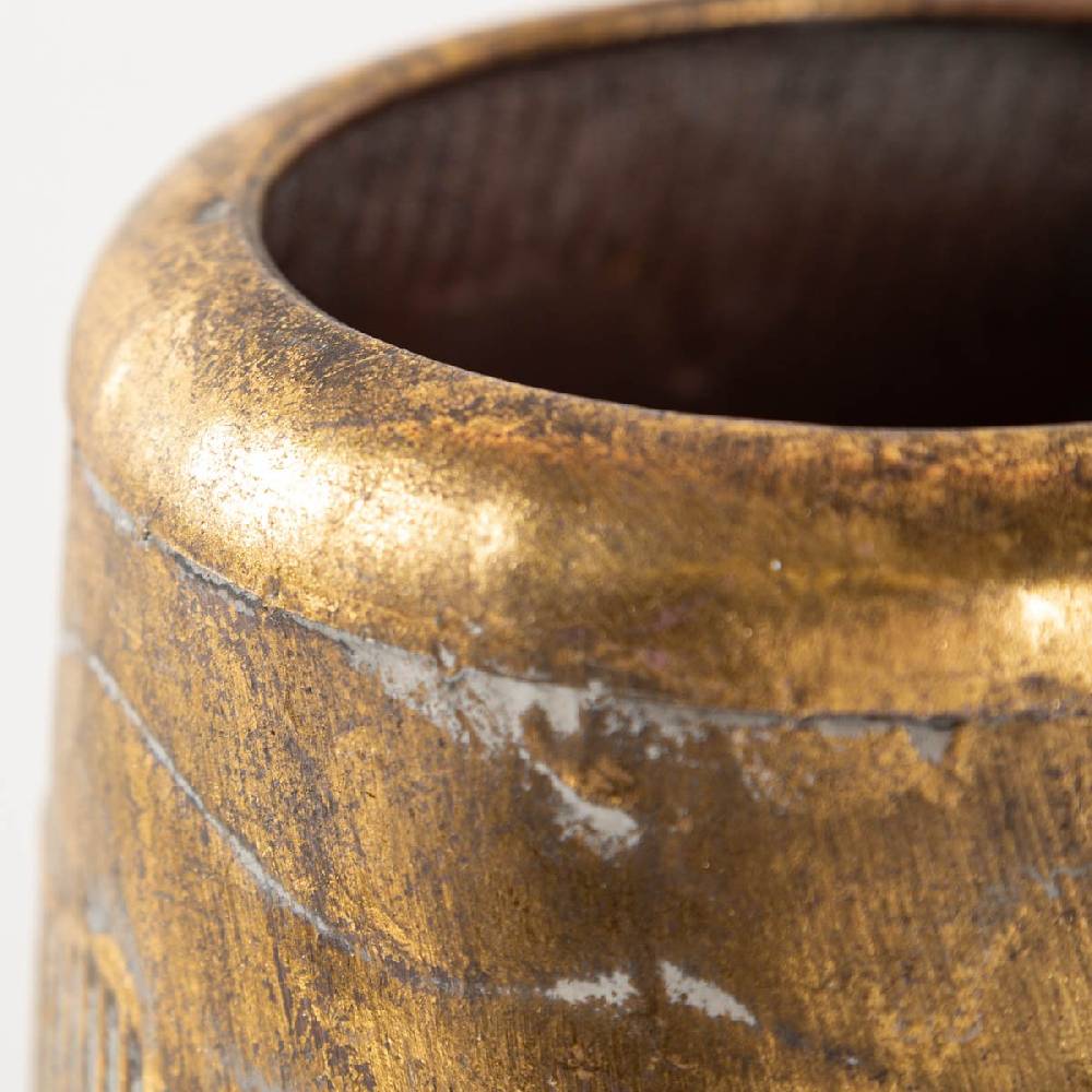 Schöner Leben Vase aus Metall Reliefstruktur Gold von Countryfield 18,5x18,5x32,5cm Fabrikpreis