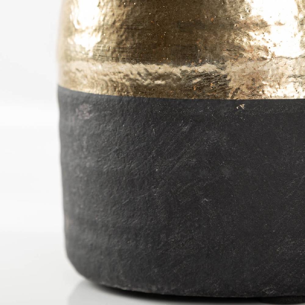 Schöner Leben Dekovase Terri aus Keramik in Schwarz und Gold von Countryfield 15x15x17cm Rabatt