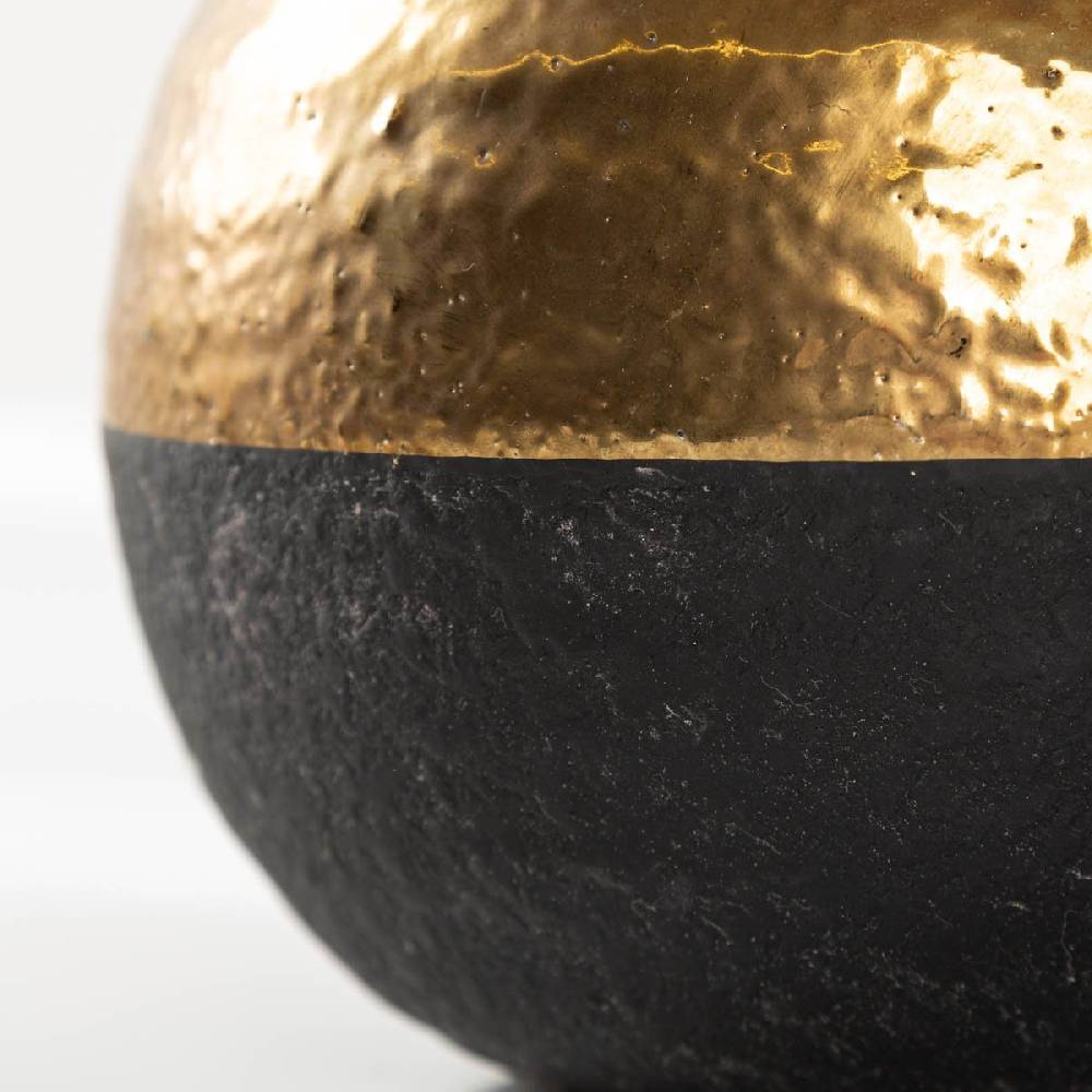 Schöner Leben Dekovase Terri aus Keramik rund in Schwarz und Gold von Countryfield 16,5x16,5x17cm Günstig kaufen