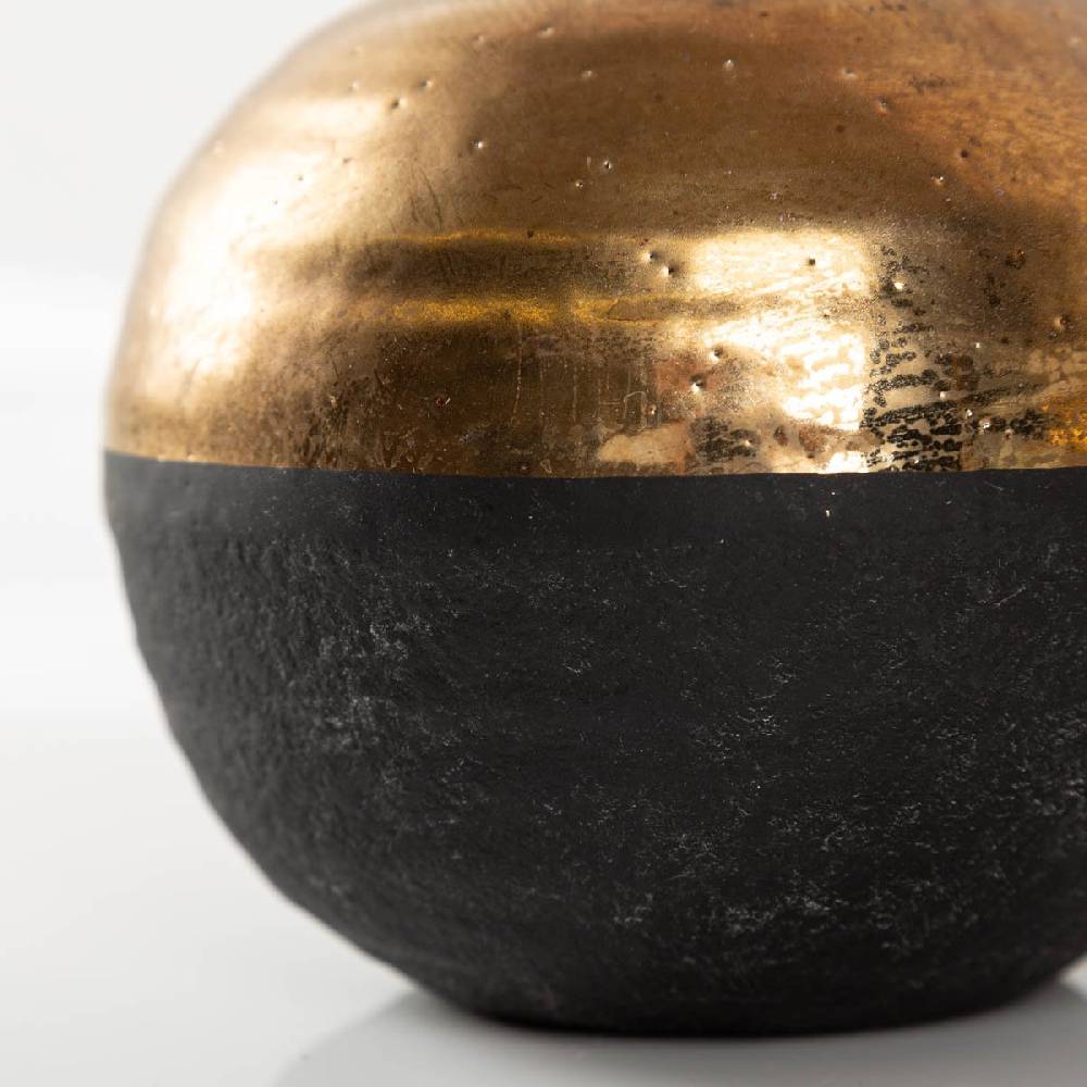 Schöner Leben Dekovase Terri aus Keramik rund in Schwarz und Gold von Countryfield 11,5x11,5x11,5cm Versandkostenfrei