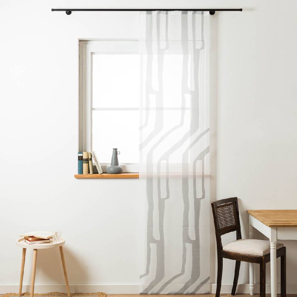 Schöner Leben Schiebevorhang Alicante Scherli transparent weiß grau 245x60cm (BxH) Preisnachlass