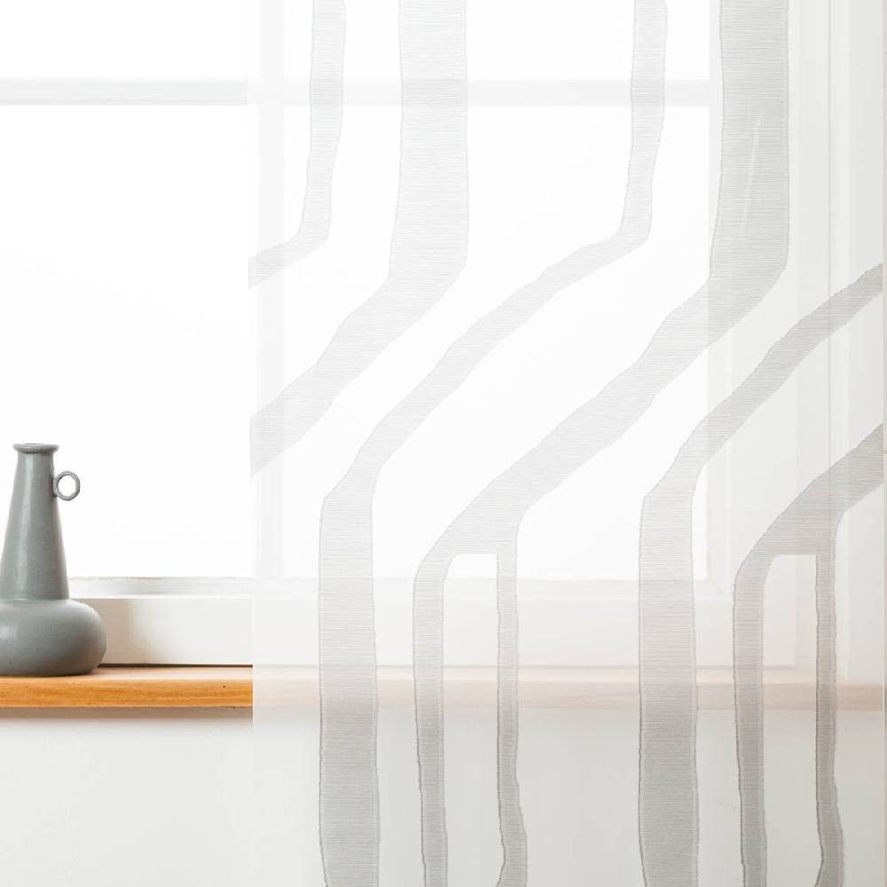 Schöner Leben Schiebevorhang Alicante Scherli transparent weiß grau 245x60cm (BxH) Preisnachlass