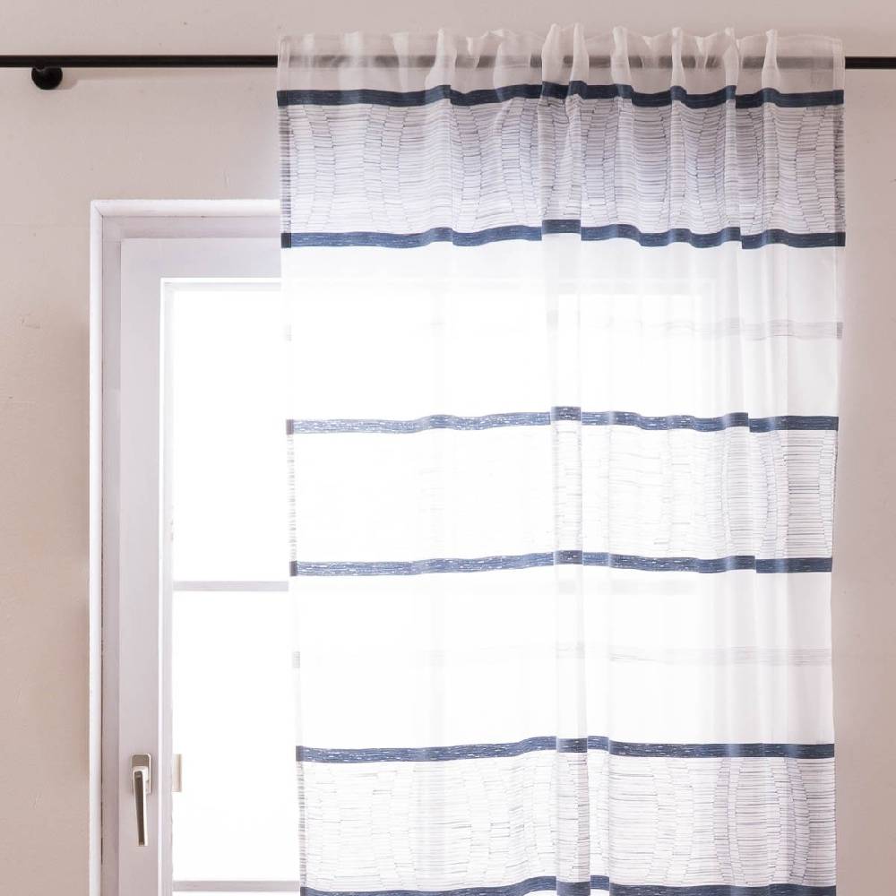 Schöner Leben Gardine Emiliana verdeckte Schlaufen Scherli Streifen weiß blau 144x245cm (BxH) Valentinstagsangebot