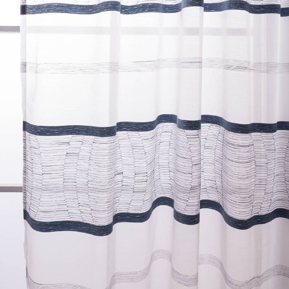 Schöner Leben Gardine Emiliana verdeckte Schlaufen Scherli Streifen weiß blau 144x245cm (BxH) Valentinstagsangebot