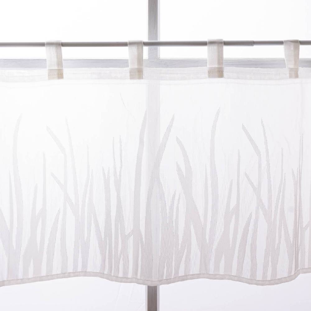 Schöner Leben Scheibengardine Breeze transparente Meterware mit Schlaufen Gräser wollweiß beige 46cm Höhe Lagerräumung