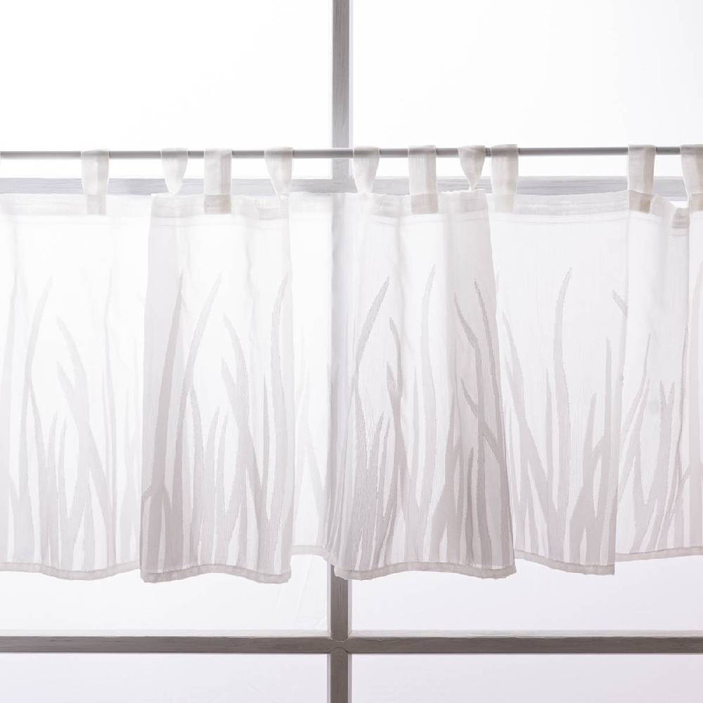 Schöner Leben Scheibengardine Breeze transparente Meterware mit Schlaufen Gräser wollweiß beige 46cm Höhe Lagerräumung