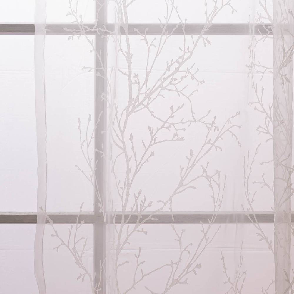 Schöner Leben Gardine Inverno My Style Ausbrenner mit verdeckten Schlaufen transparent Äste wollweiß 140cmx255cm Neueste Mode
