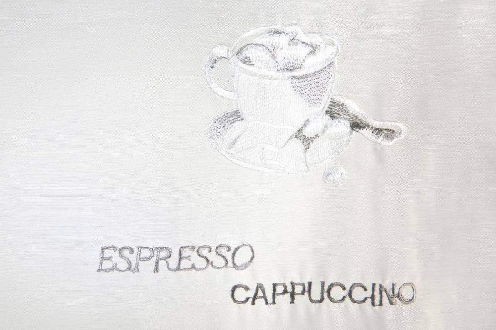 Schöner Leben Scheibengardine Espresso transparent Stickerei weiß grau 60cmx90cm (BxH) Online Outlet