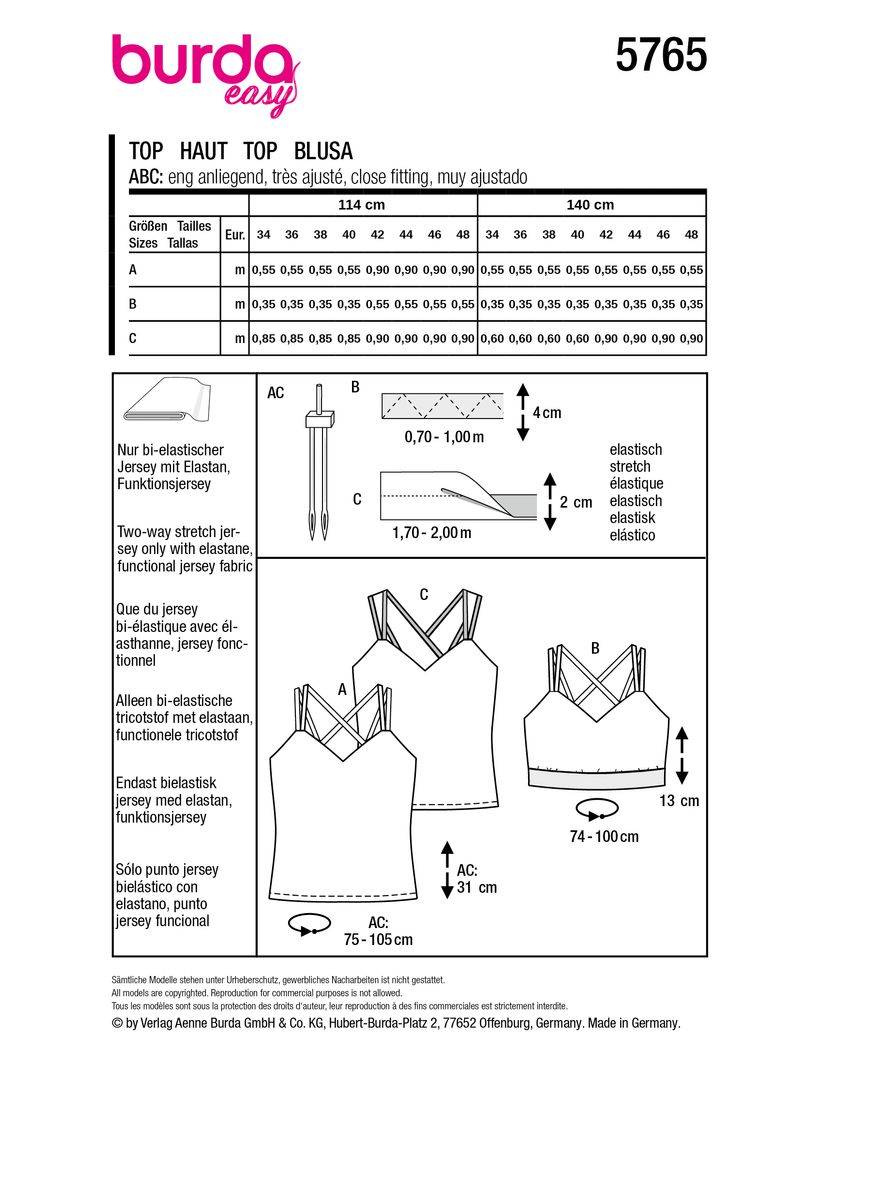 Schöner Leben Burda Schnittmuster 5765 Damen Top Super Sparpreis