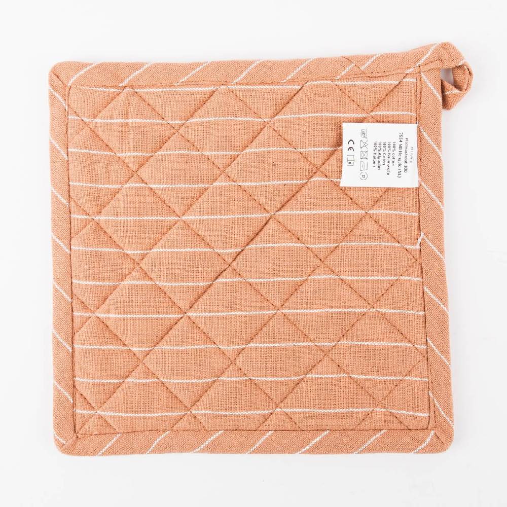 Schöner Leben Topflappen aus Baumwolle gestreift hellbraun weiß 20x20cm von Linen & More Auslauf