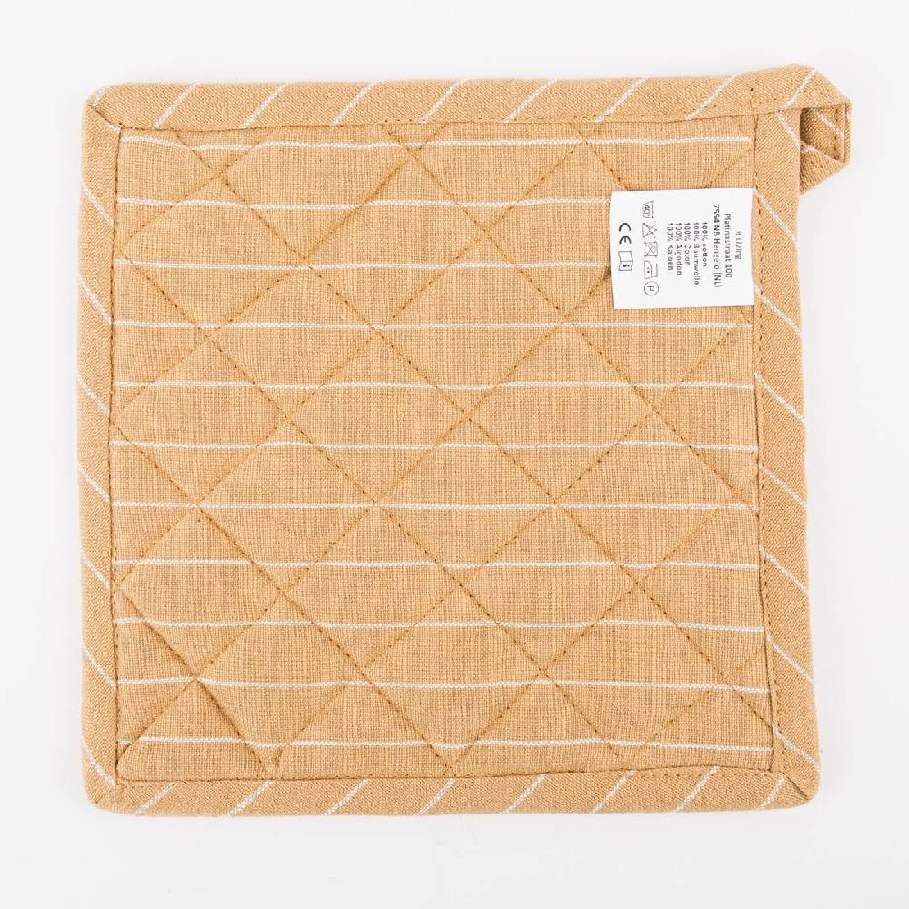 Schöner Leben Topflappen aus Baumwolle gestreift sandgelb weiß 20x20cm von Linen & More Verkauf