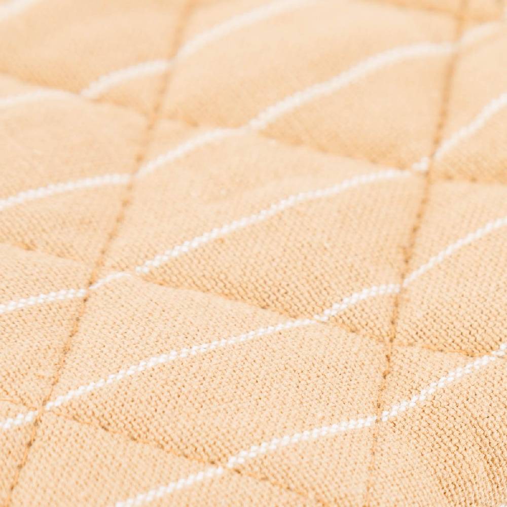 Schöner Leben 2er Set Ofenhandschuh aus Baumwolle gestreift sandgelb weiß 14x21cm von Linen & More im Angebot