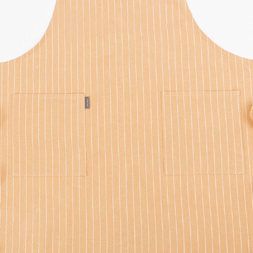 Schöner Leben Schürze aus Baumwolle in Einheitsgröße sandgelb weiß gestreift 75x90cm von Linen & More Fabrikverkauf