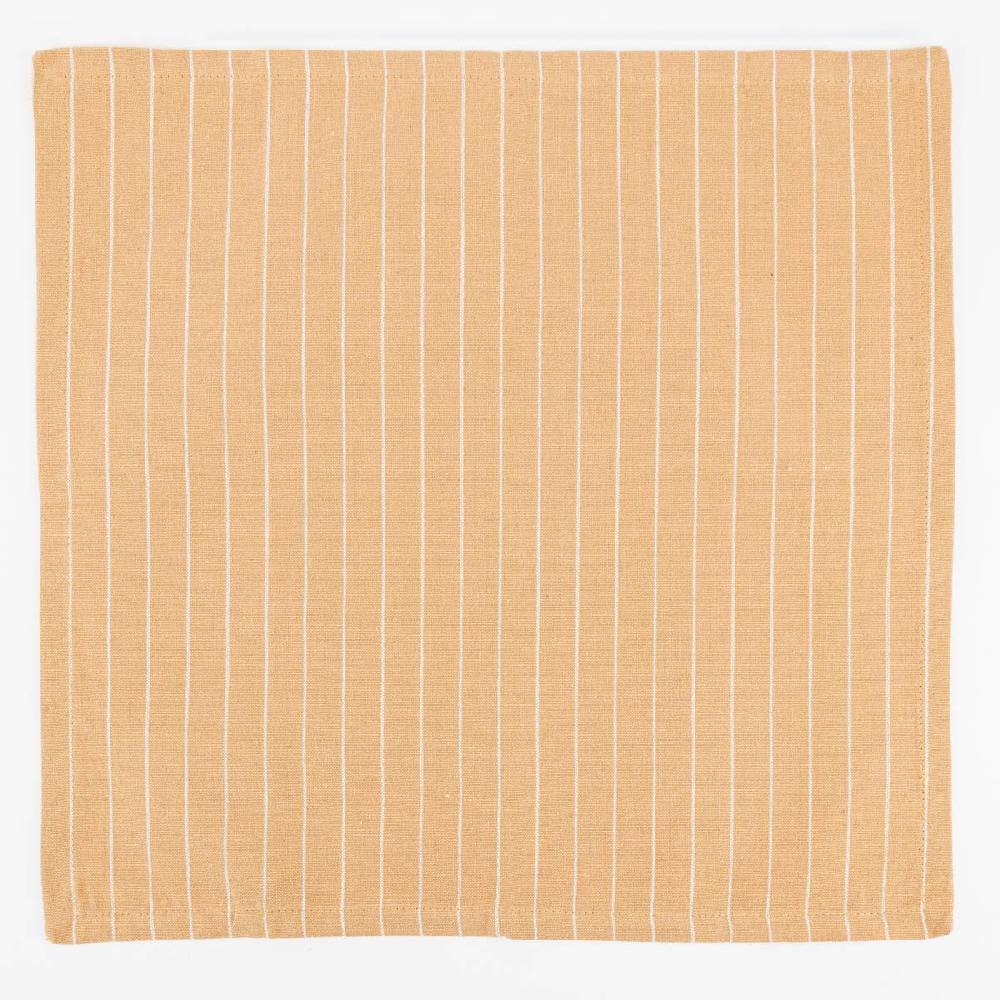 Schöner Leben Set aus 4 Platzsets und 4 Servietten gestreift sandgelb weiß 50x35cm und 40x40cm von Linen & More Blitzverkäufe
