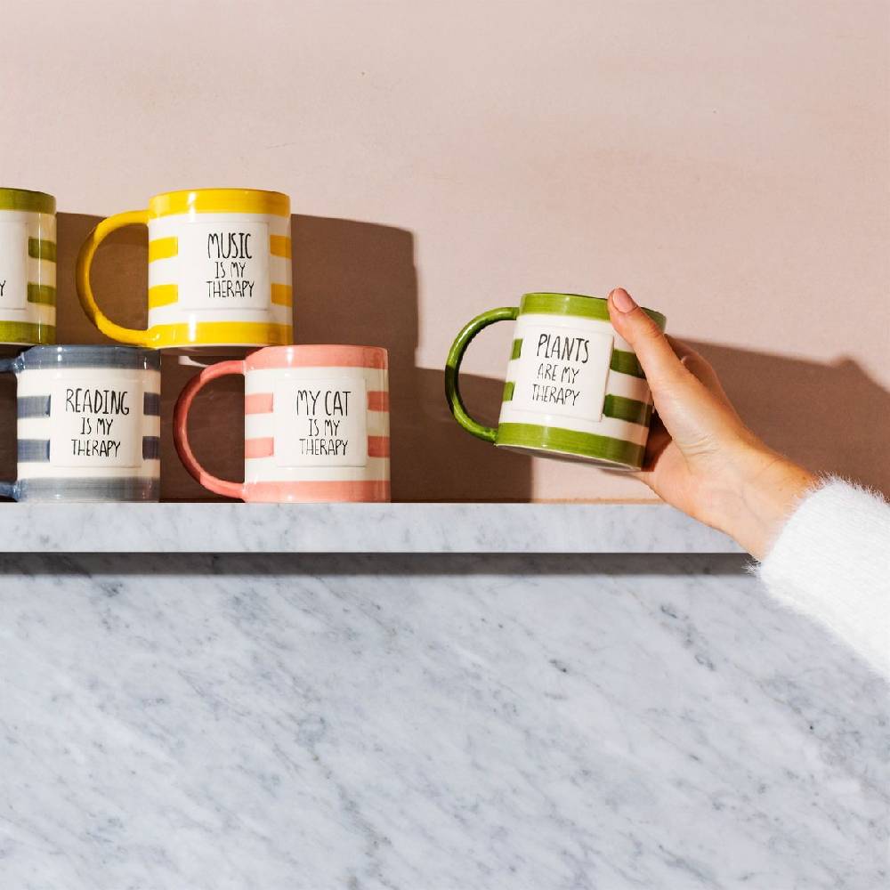 Schöner Leben Tasse PLANTS ARE MY THERAPY Keramik von Sass & Belle 300ml Fabrikpreis