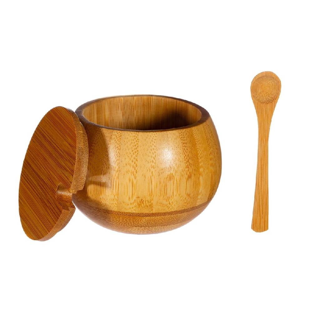 Schöner Leben Bambus Gewürztöpfchen mit Deckel und Löffel von Sass & Belle 9x6,8cm