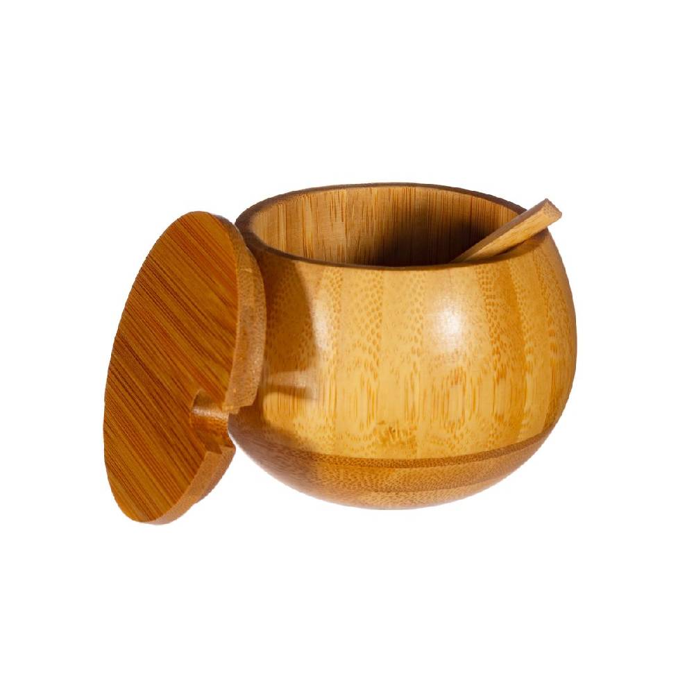 Schöner Leben Bambus Gewürztöpfchen mit Deckel und Löffel von Sass & Belle 9x6,8cm Begrenztes Angebot