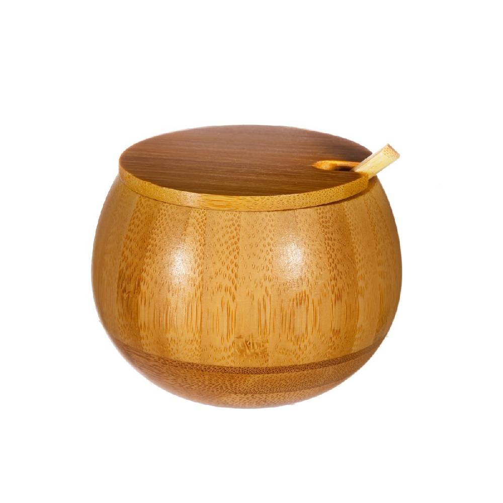 Schöner Leben Bambus Gewürztöpfchen mit Deckel und Löffel von Sass & Belle 9x6,8cm Begrenztes Angebot
