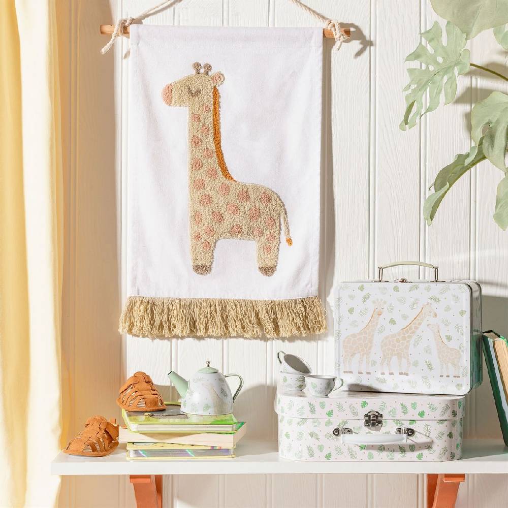 Schöner Leben Lunchbox Koffer mit Giraffen aus Metall weiß beige grün 22x17x10cm von Sass & Belle Online Shopping