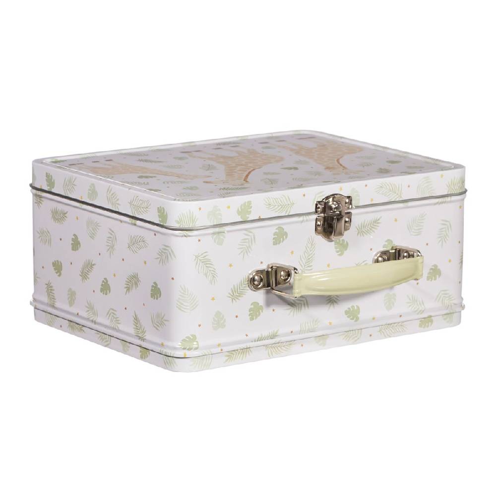 Schöner Leben Lunchbox Koffer mit Giraffen aus Metall weiß beige grün 22x17x10cm von Sass & Belle Online Shopping