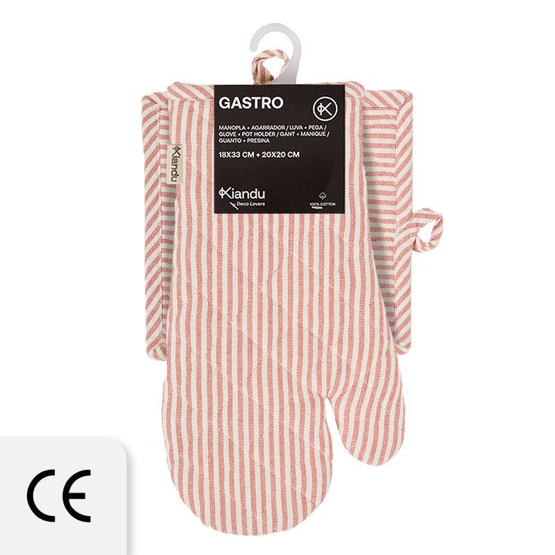 Schöner Leben Ofenhandschuh und Topflappen Gastro aus Baumwolle terracotta beige Weihnachtsangebot