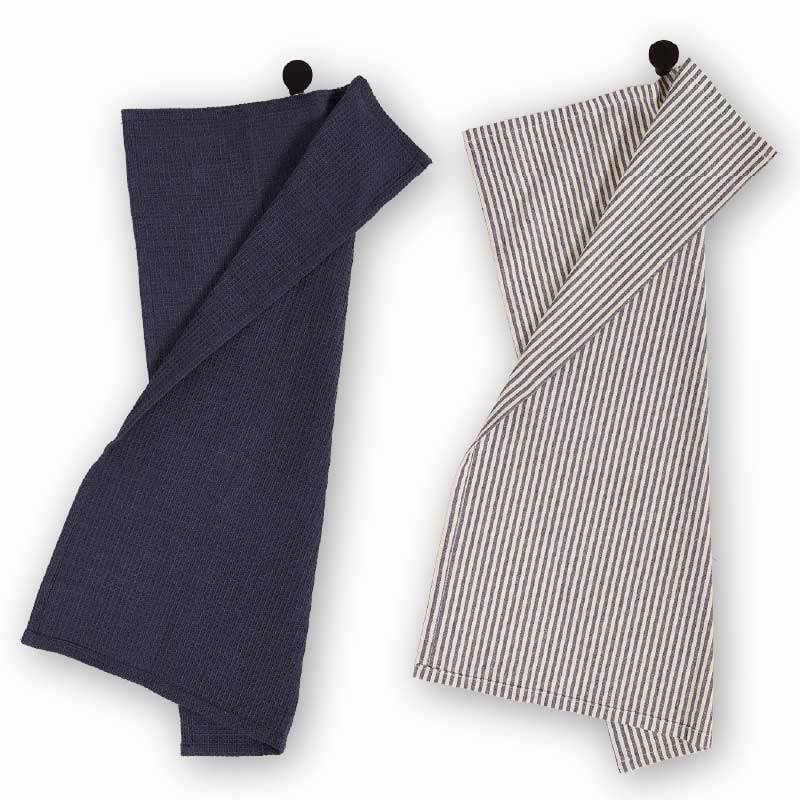 Schöner Leben Geschirrtücher Gastro aus Baumwolle dunkelblau beige 40x65cm 2er Set Osterangebot