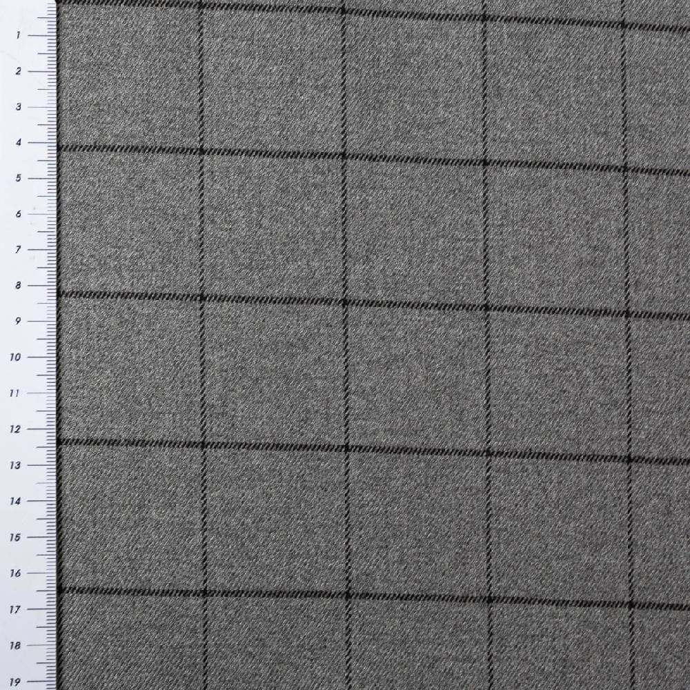 Schöner Leben Viskose Stoff Karo Muster feine Linien grau schwarz 1,4m Breite Neueste Mode