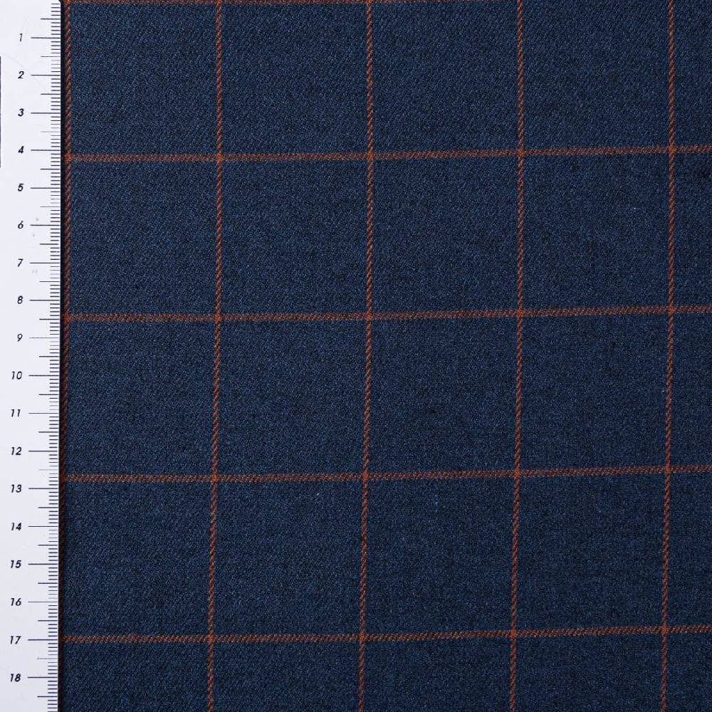 Schöner Leben Viskose Stoff Karo Muster feine Linien dunkel blau braun 1,4m Breite Online Outlet